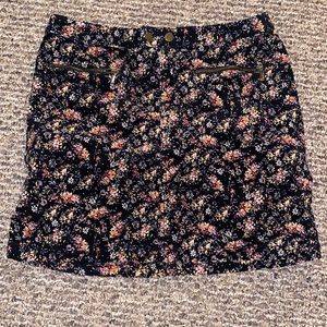 Flower print corduroy skirt